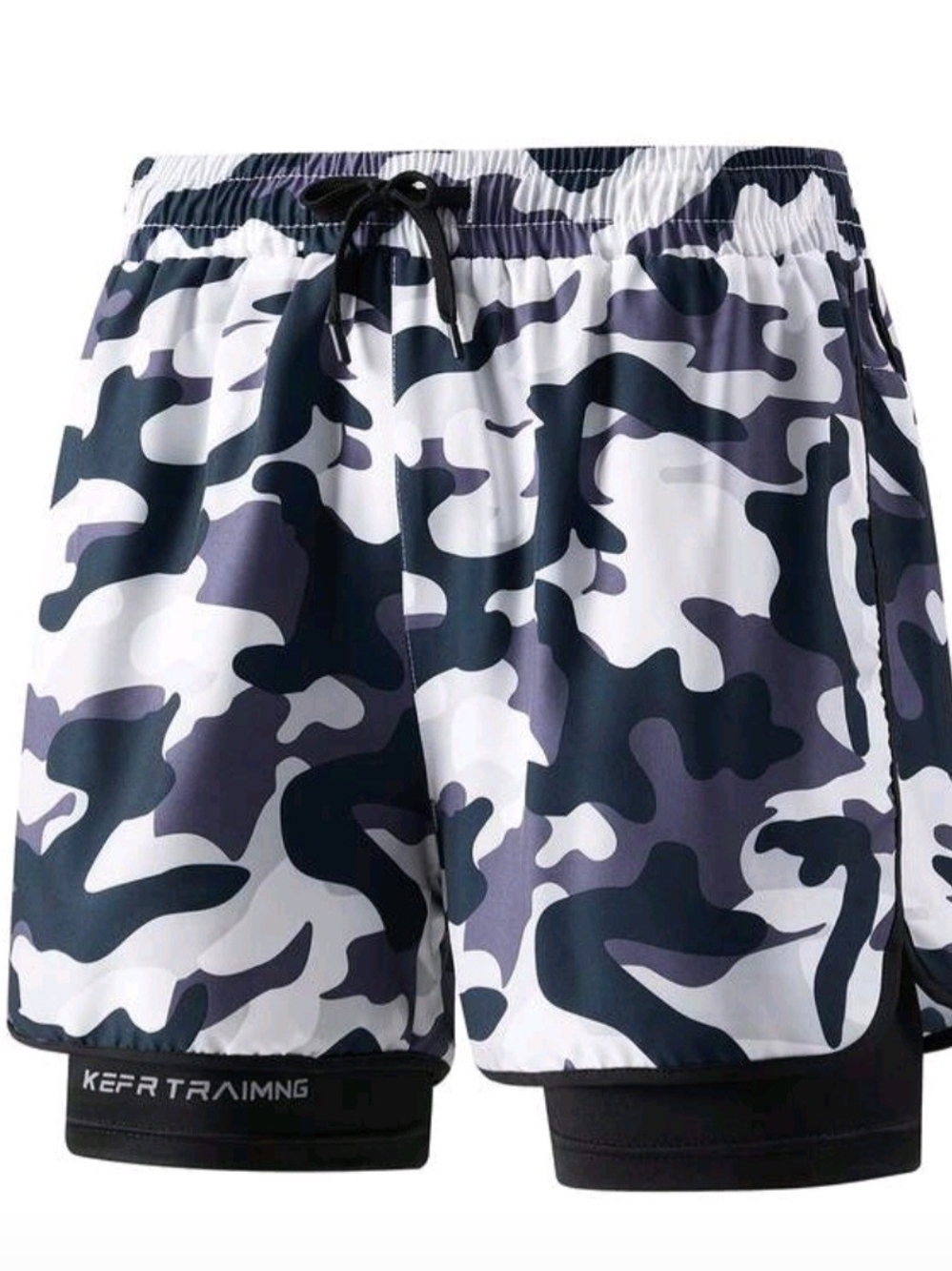 Camo Print Active Shorts with Inner Compression Layer